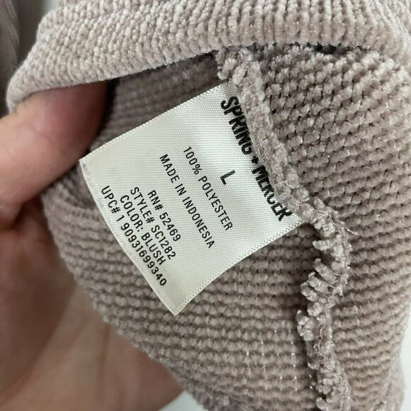 Spring + Mercer Pink Blush Velvet Chenille Soft Cowl Neck Sweater with Tie Sz Lg - Picture 4 of 5